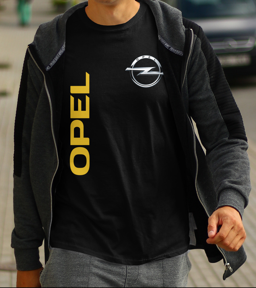 Opel Logo Vertical Text With Silver T-Shirt