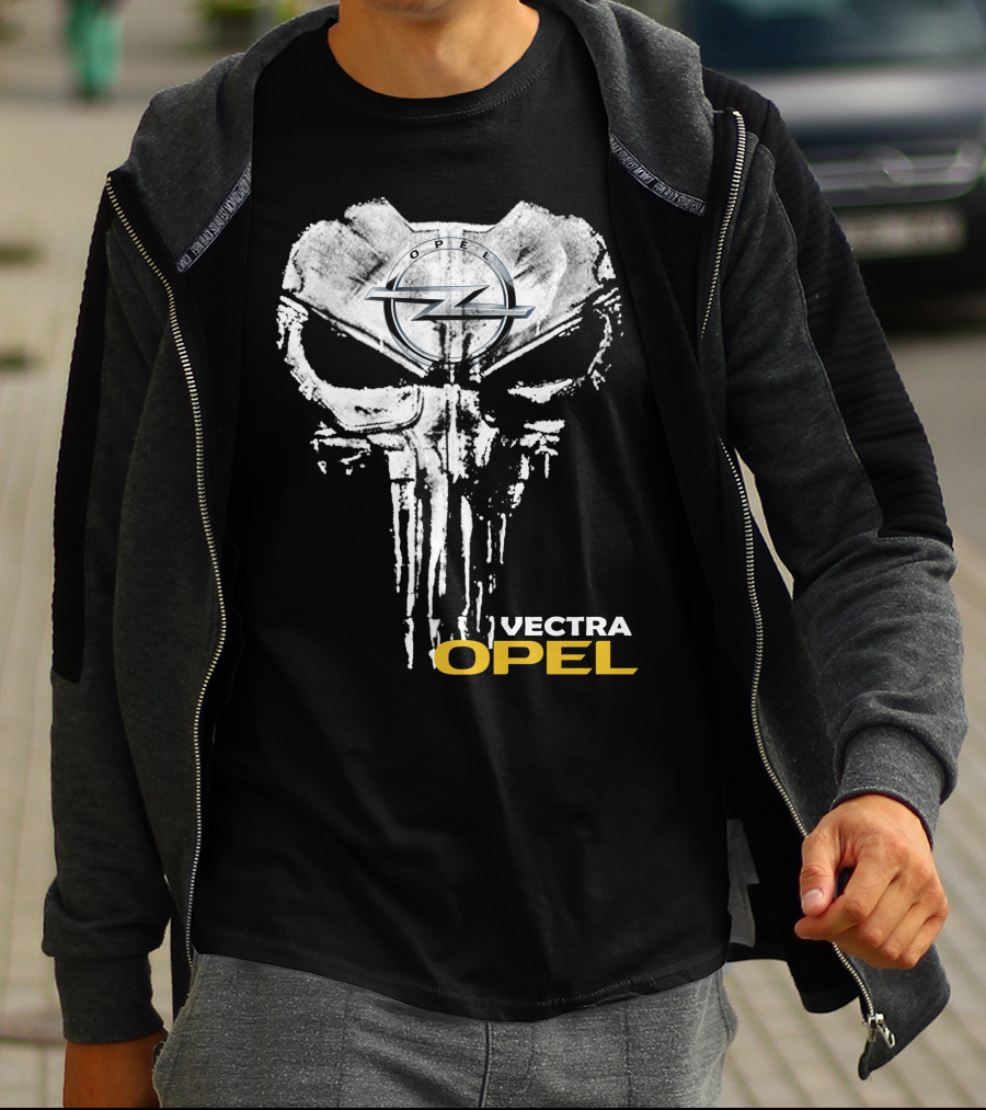 Opel Vectra Logo With Skull Motif T-Shirt