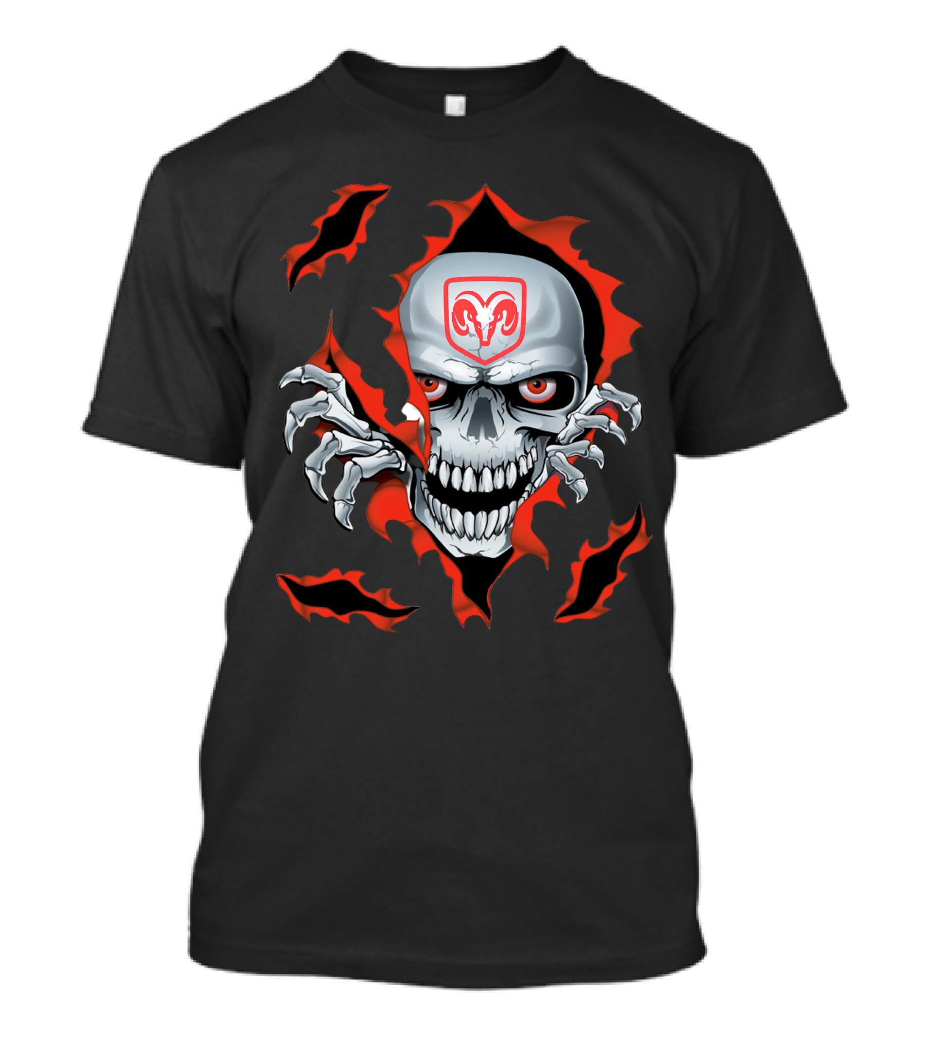 Dodge Ram Skull With Red Flames And Claws T-Shirt