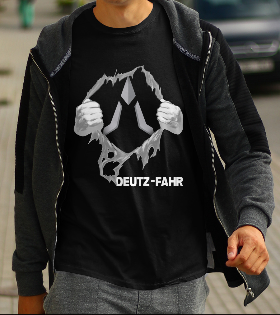 Deutz-Fahr Logo Behind Ripped Effect T-Shirt