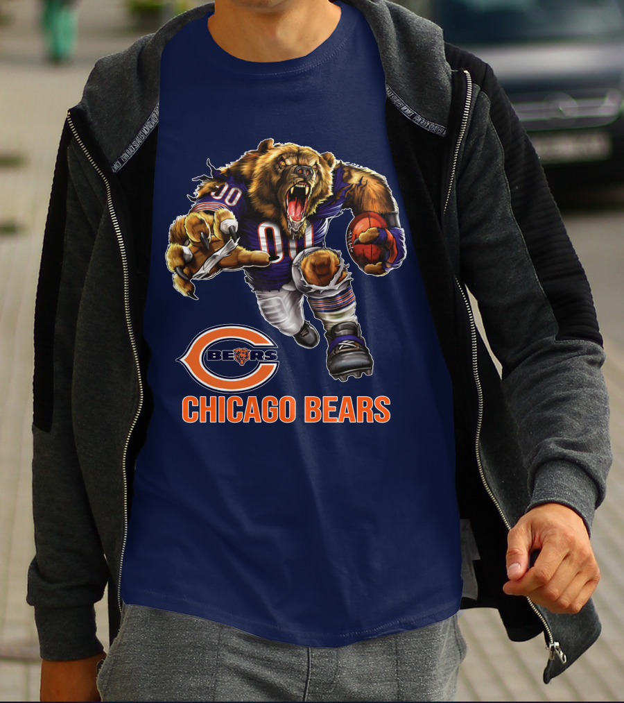 Chicago Bears 00 Roaring Football Beast T-Shirt