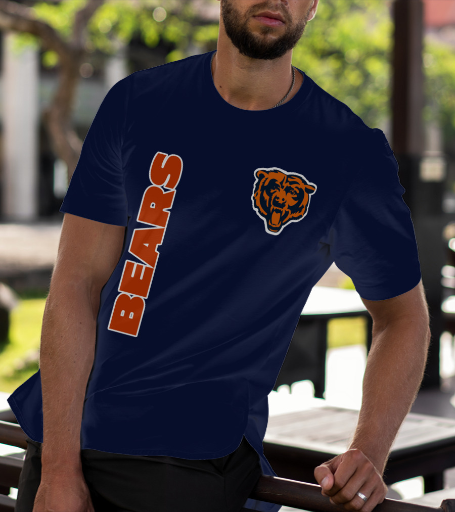 Bears Logo Navy Orange Classic Style T-Shirt