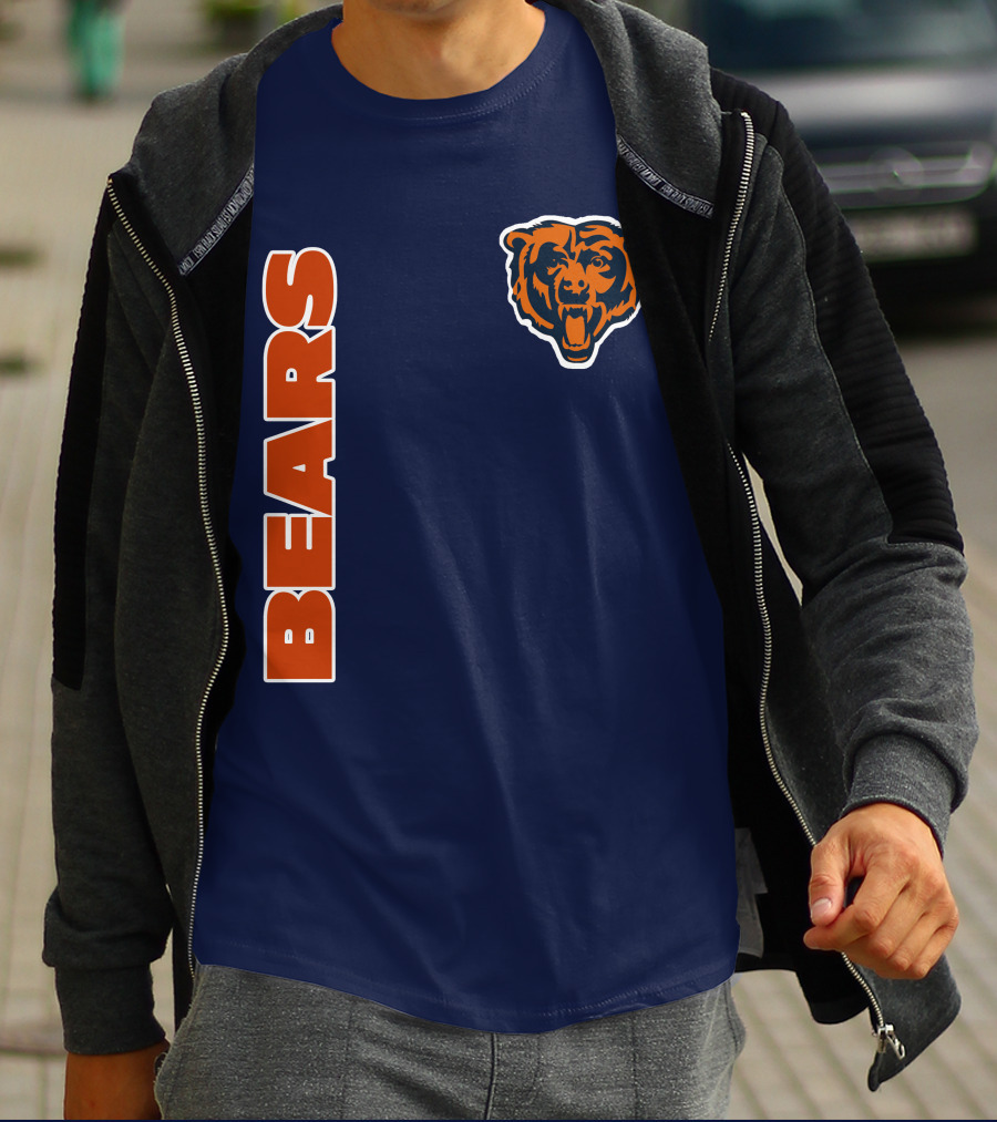 Bears Logo Navy Orange Classic Style T-Shirt
