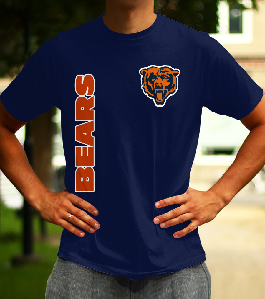 Bears Logo Navy Orange Classic Style T-Shirt