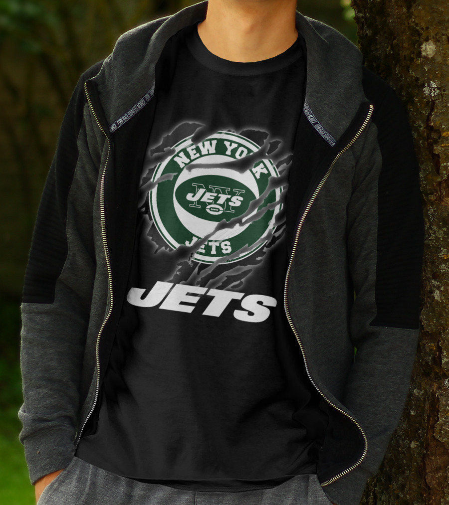 New York Jets Football Logo Claw Marks T-Shirt