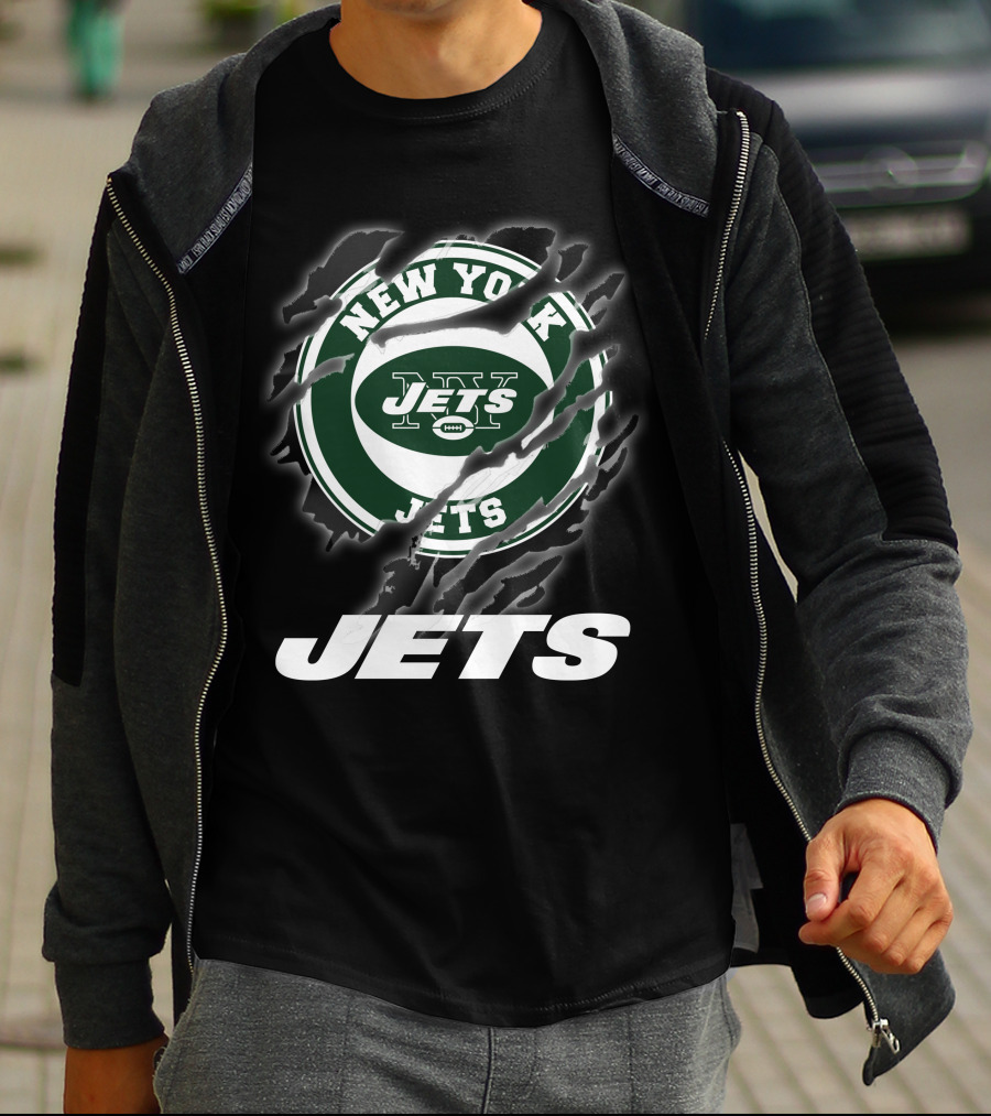 New York Jets Football Logo Claw Marks T-Shirt