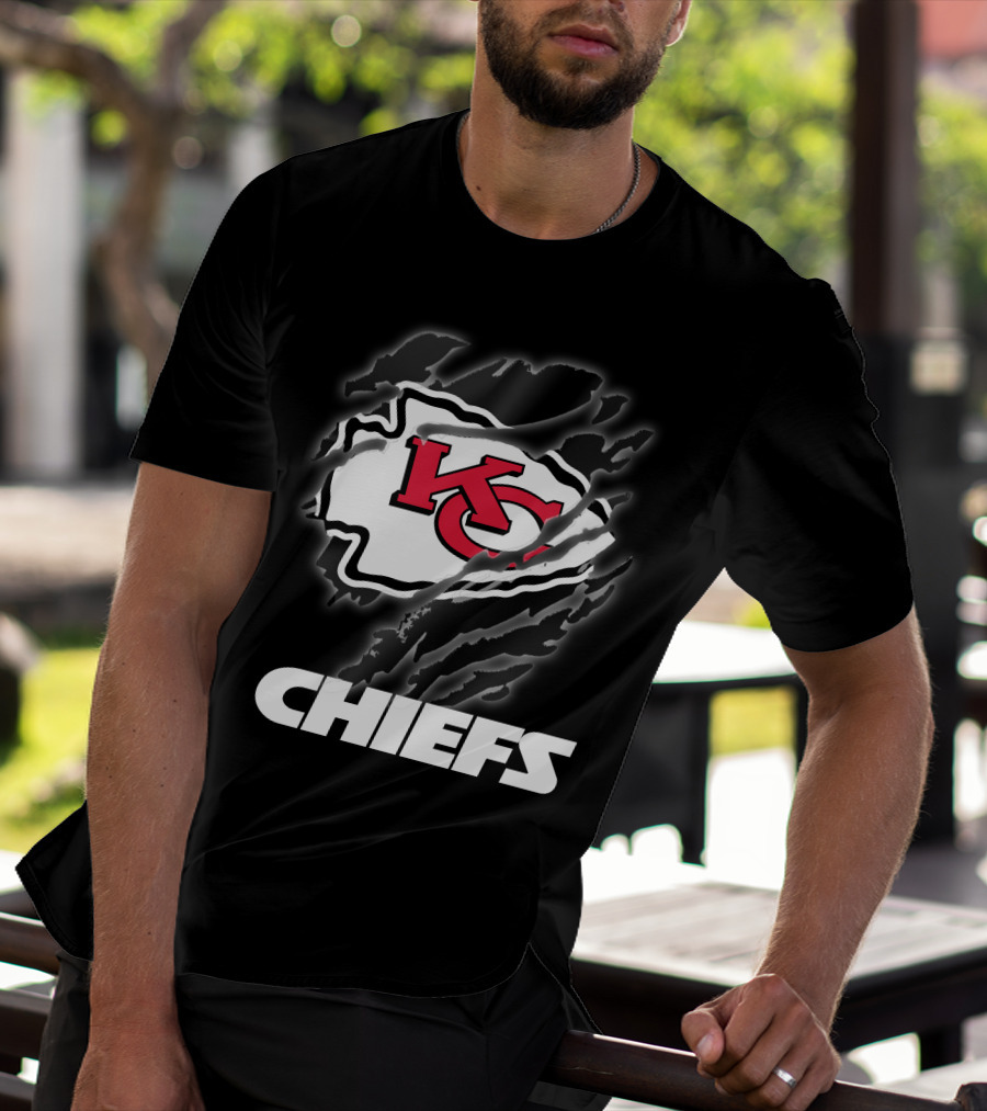 Chiefs Kc Red Emblem With Claw Marks T-Shirt