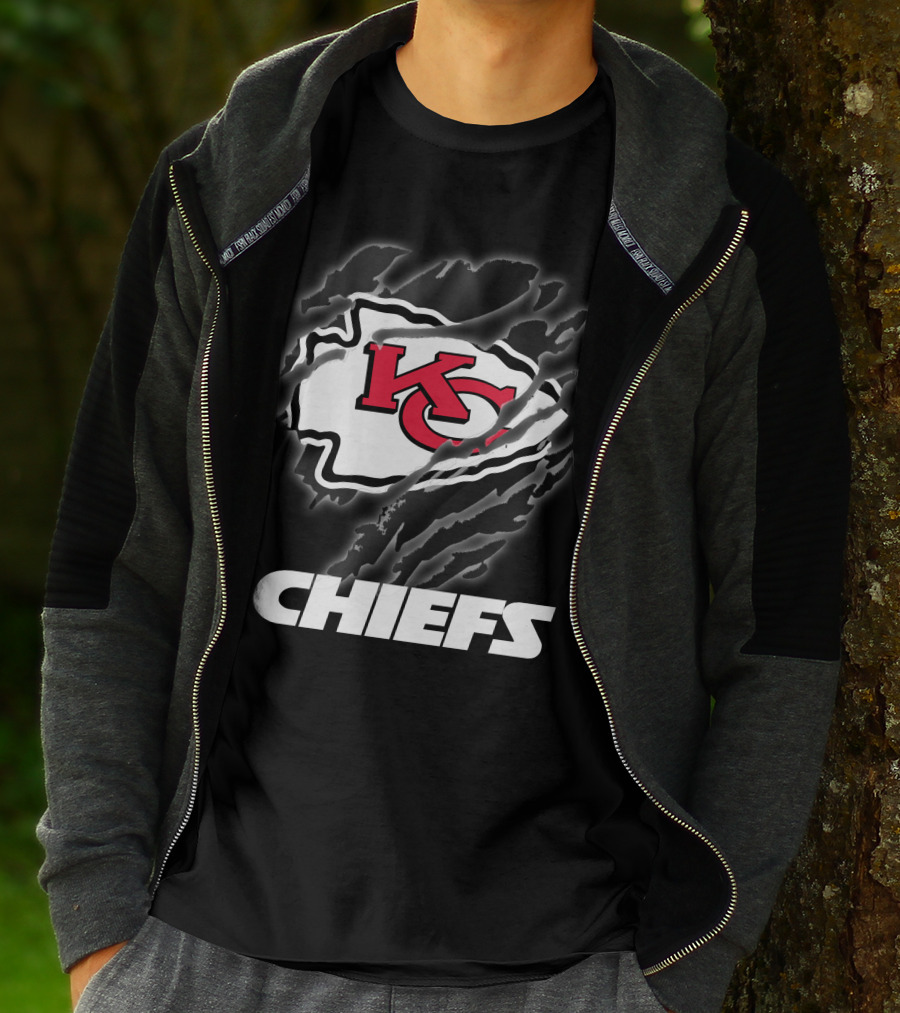 Chiefs Kc Red Emblem With Claw Marks T-Shirt