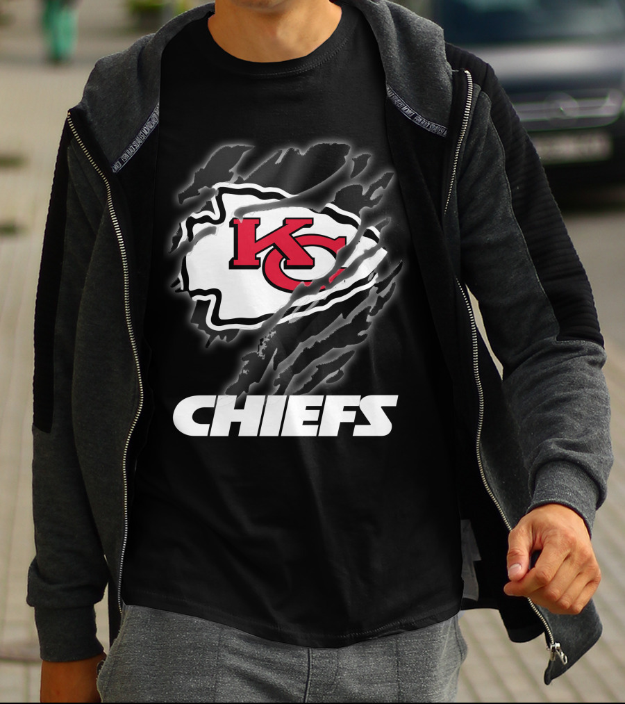 Chiefs Kc Red Emblem With Claw Marks T-Shirt