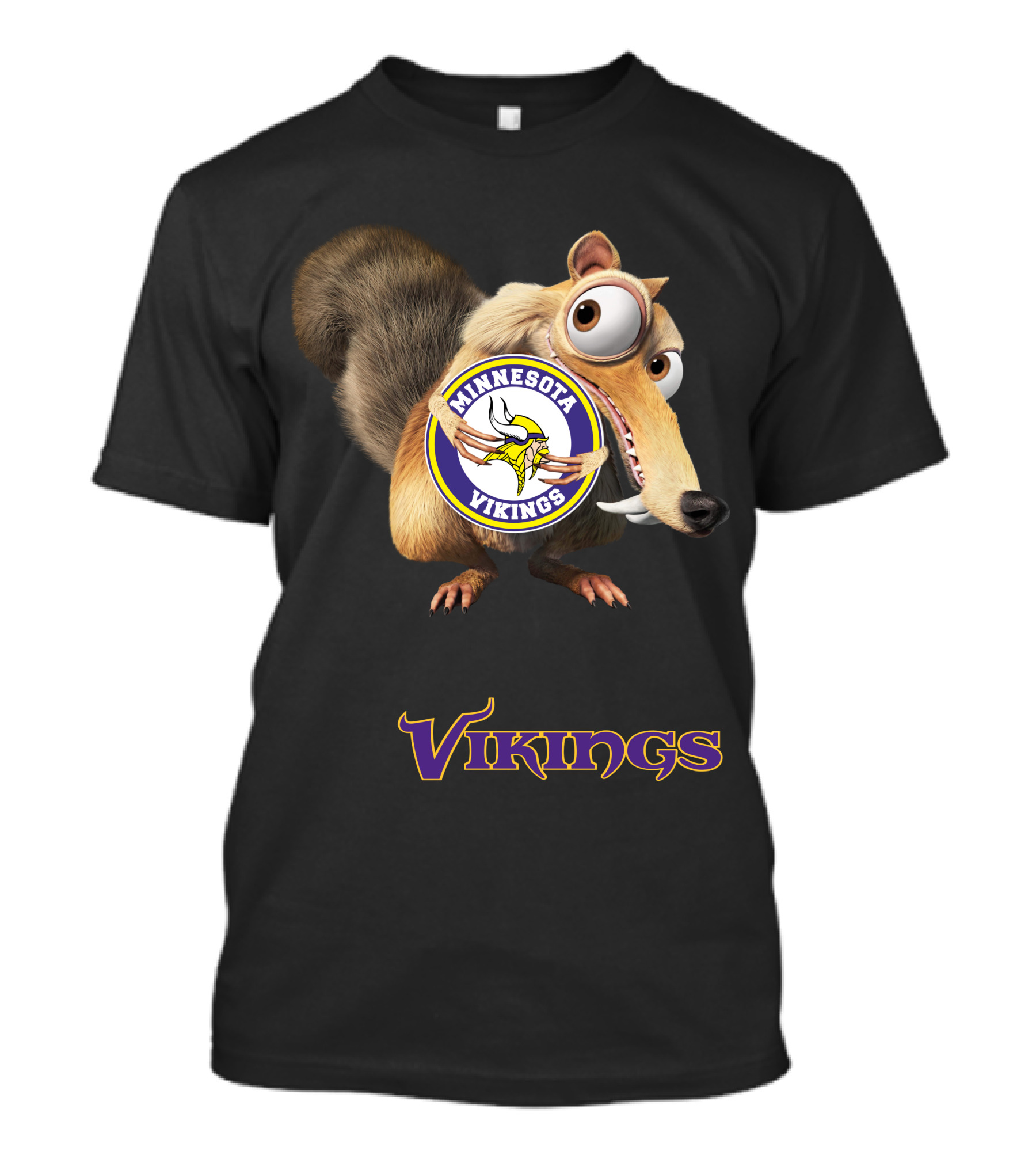 Minnesota Vikings Scrat Character Holding Logo T-Shirt