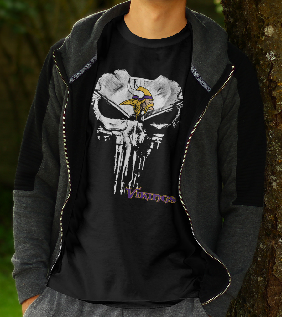 Vikings Punisher Skull Logo Fusion T-Shirt