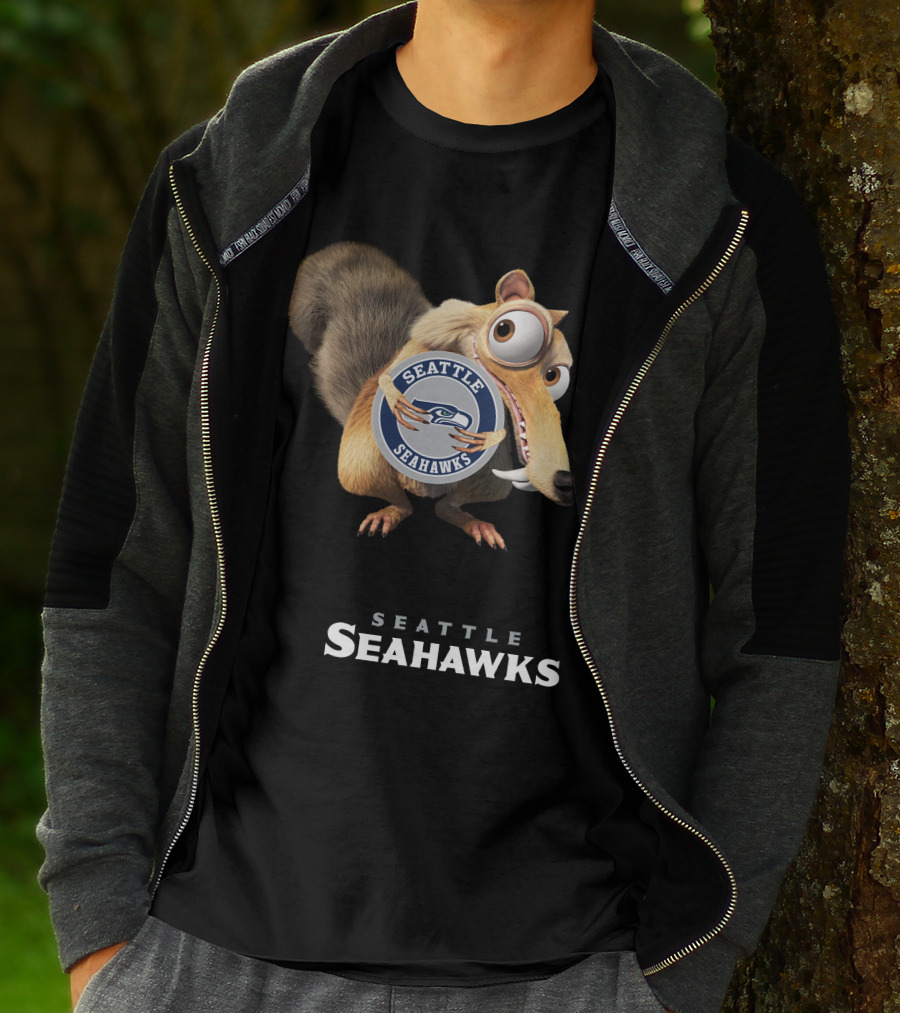 Seattle Seahawks 05 Ice Age Scrat Football Fan Crossover T-Shirt