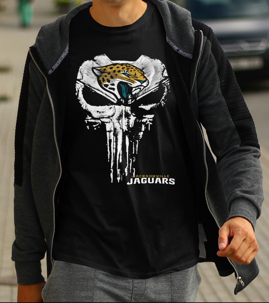 Jacksonville Jaguars Logo With Punisher Skull T-Shirt