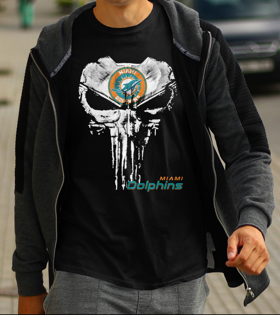 Miami Dolphins Skull Emblem T-Shirt
