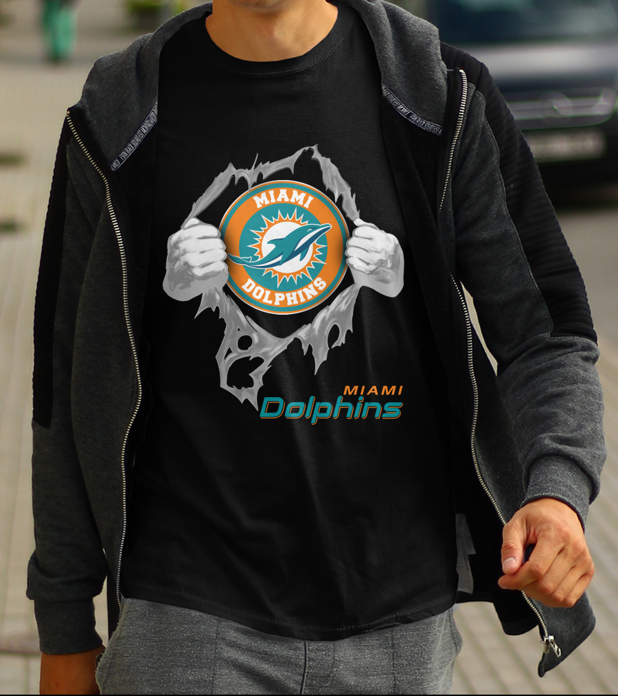 Miami Dolphins 08 Football Power Rip T-Shirt