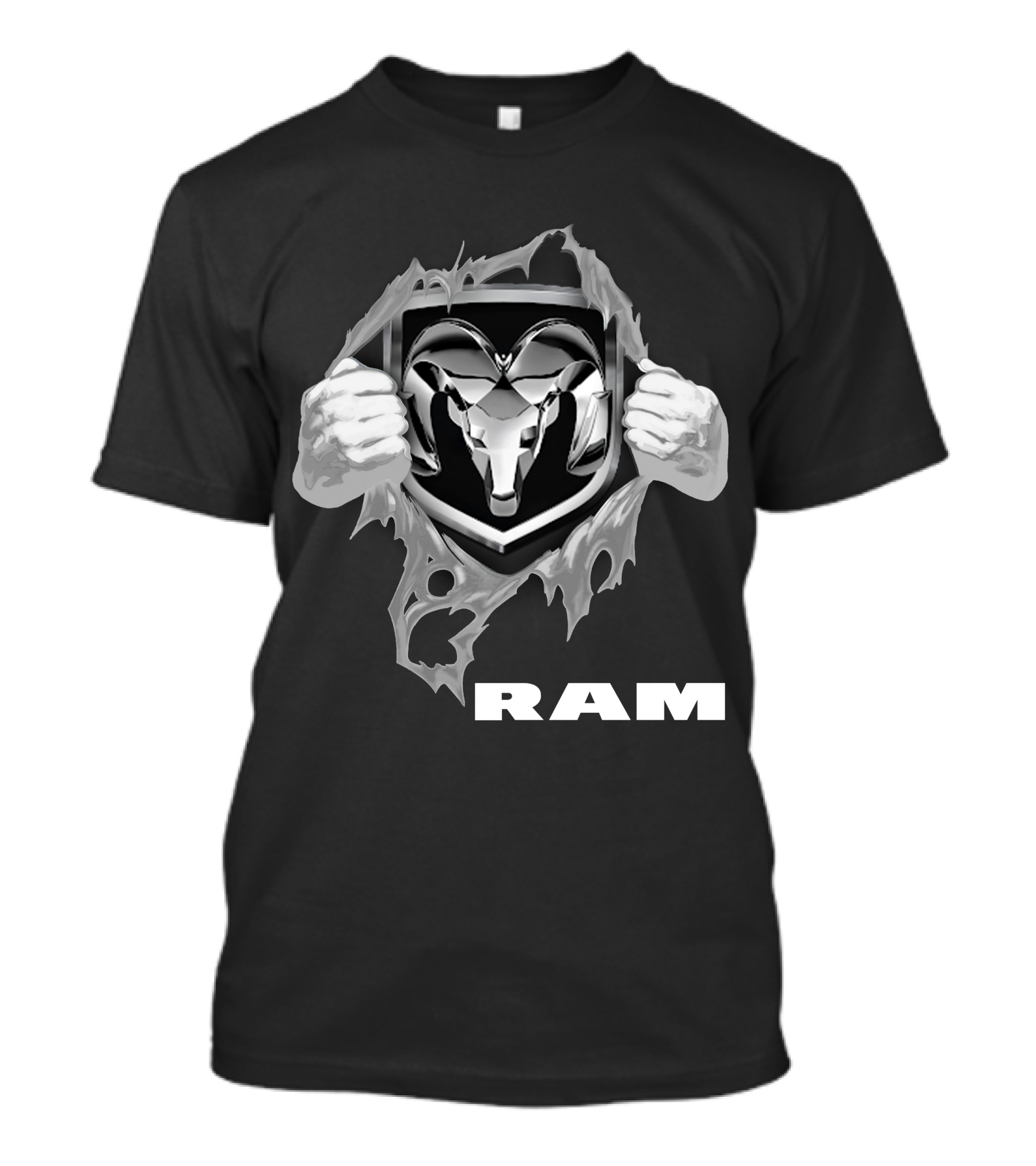 Ram 03 Logo With Bold Shield And Ripped Effect T-Shirt