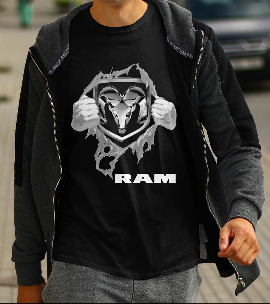 Ram 03 Logo With Bold Shield And Ripped Effect T-Shirt