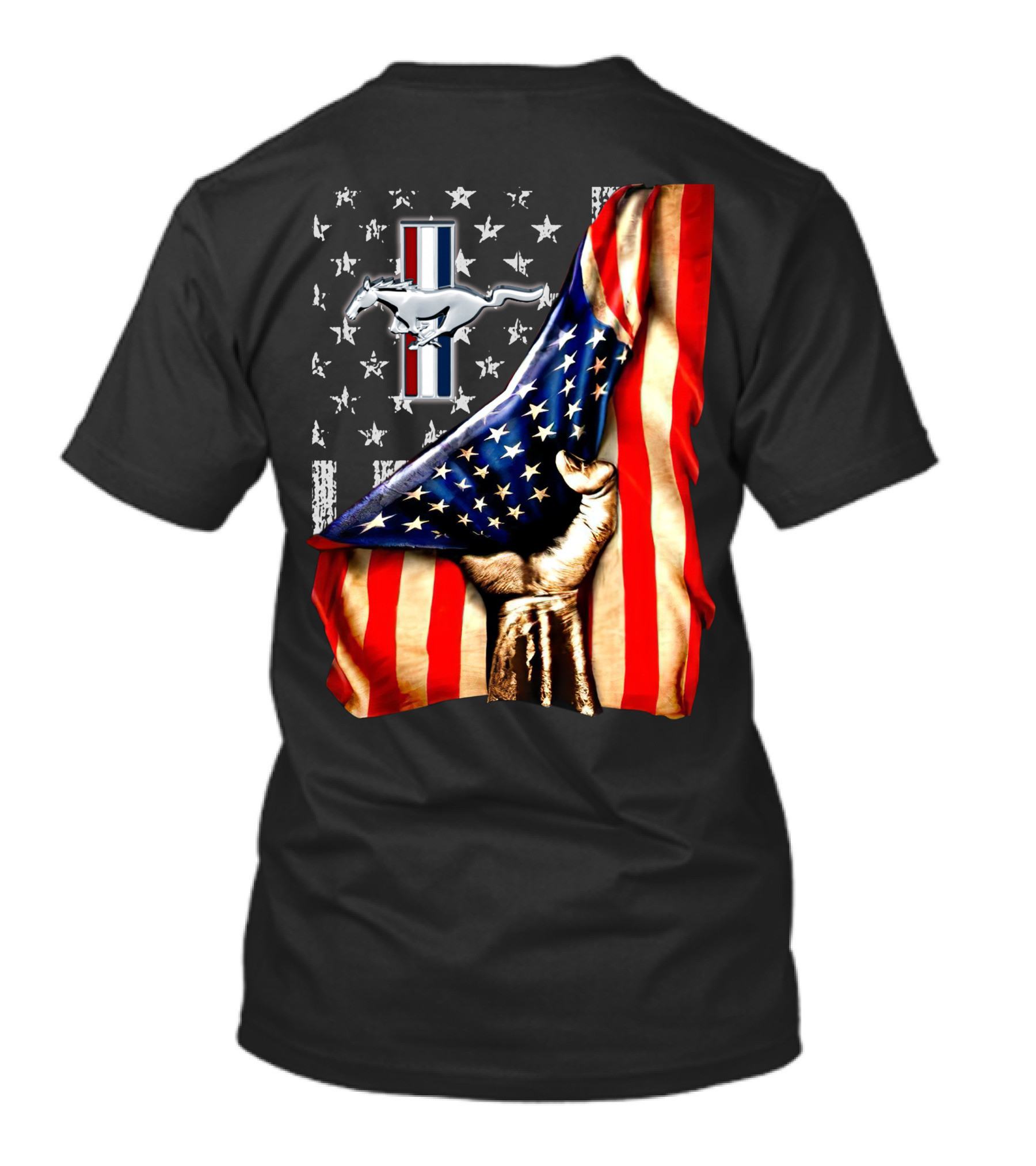 Mustang 04 American Flag Stars And Stripes Horse T-Shirt