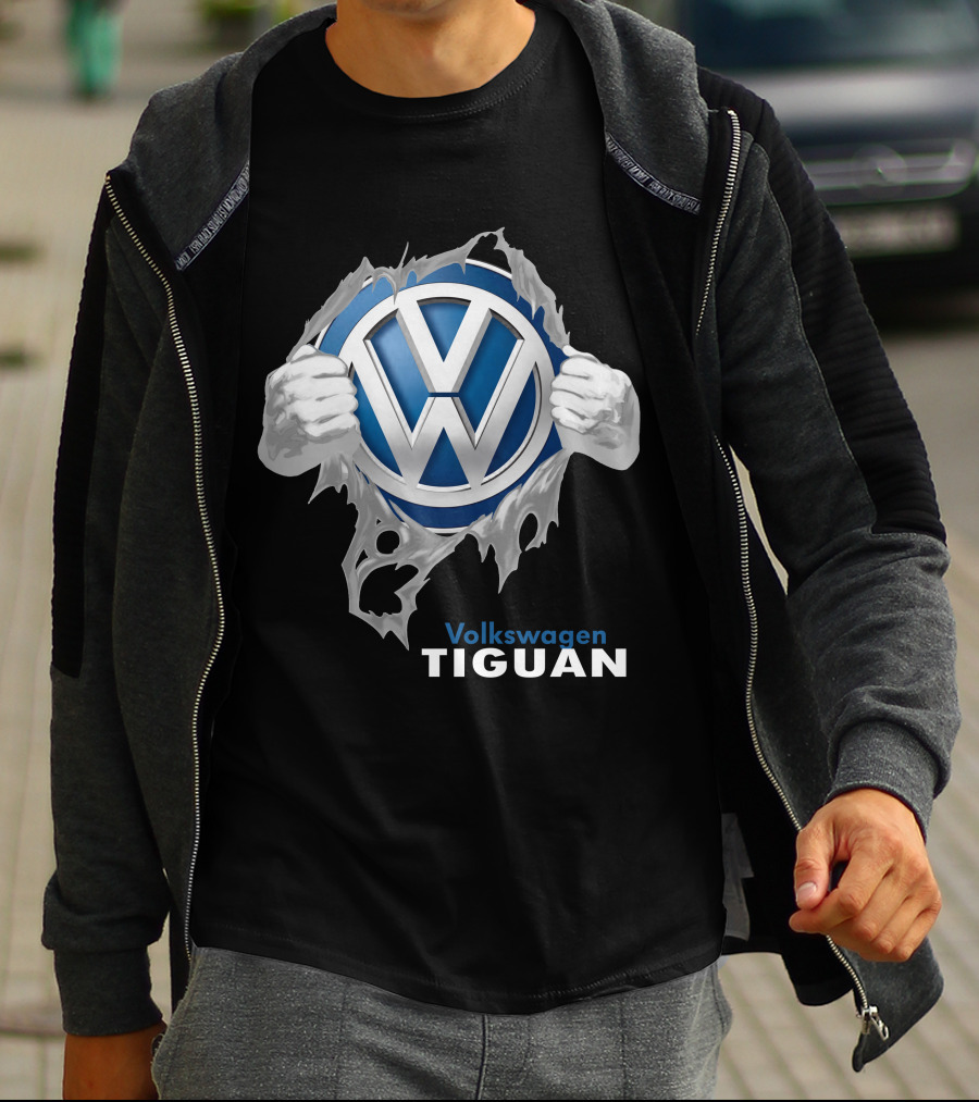 Volkswagen Tiguan 04 Logo Torn Metal Effect T-Shirt