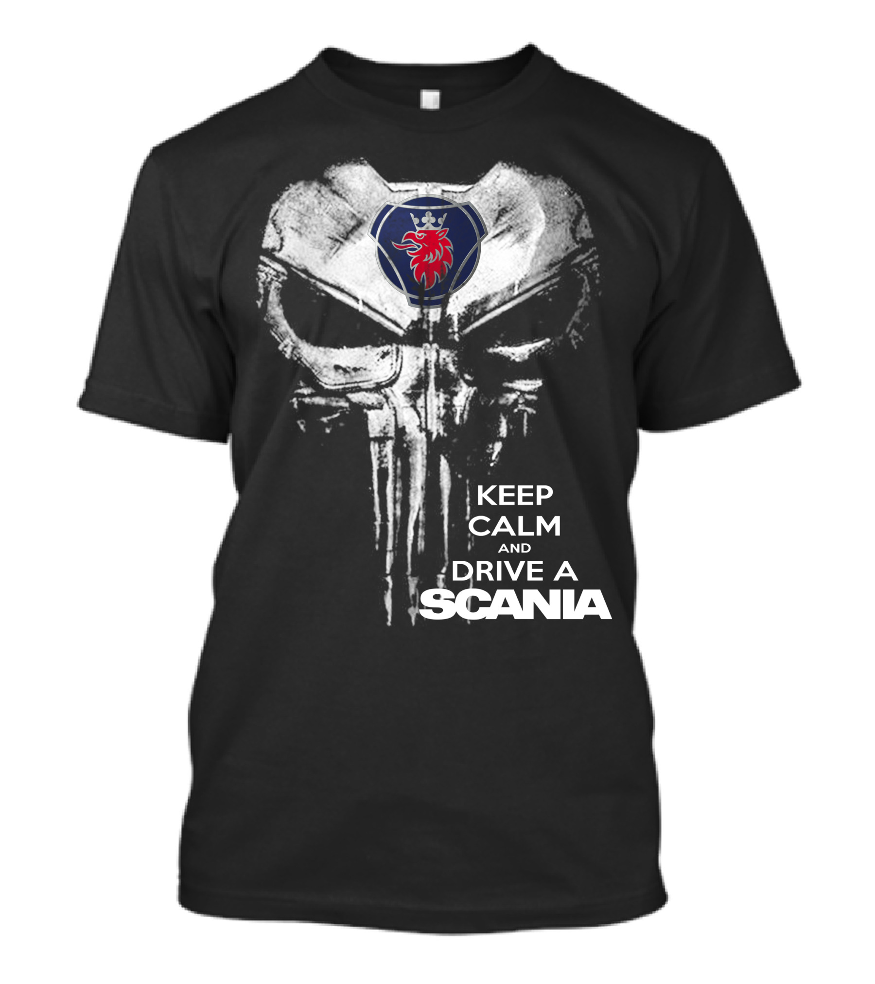 Keep Calm And Drive A Scania Punisher Skull T-Shirt
