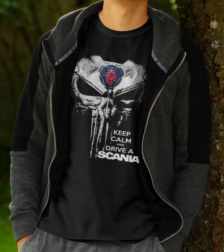 Keep Calm And Drive A Scania Punisher Skull T-Shirt