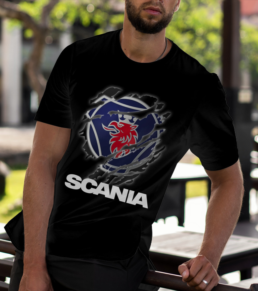 Scania Lion Logo Ripped Metal T-Shirt