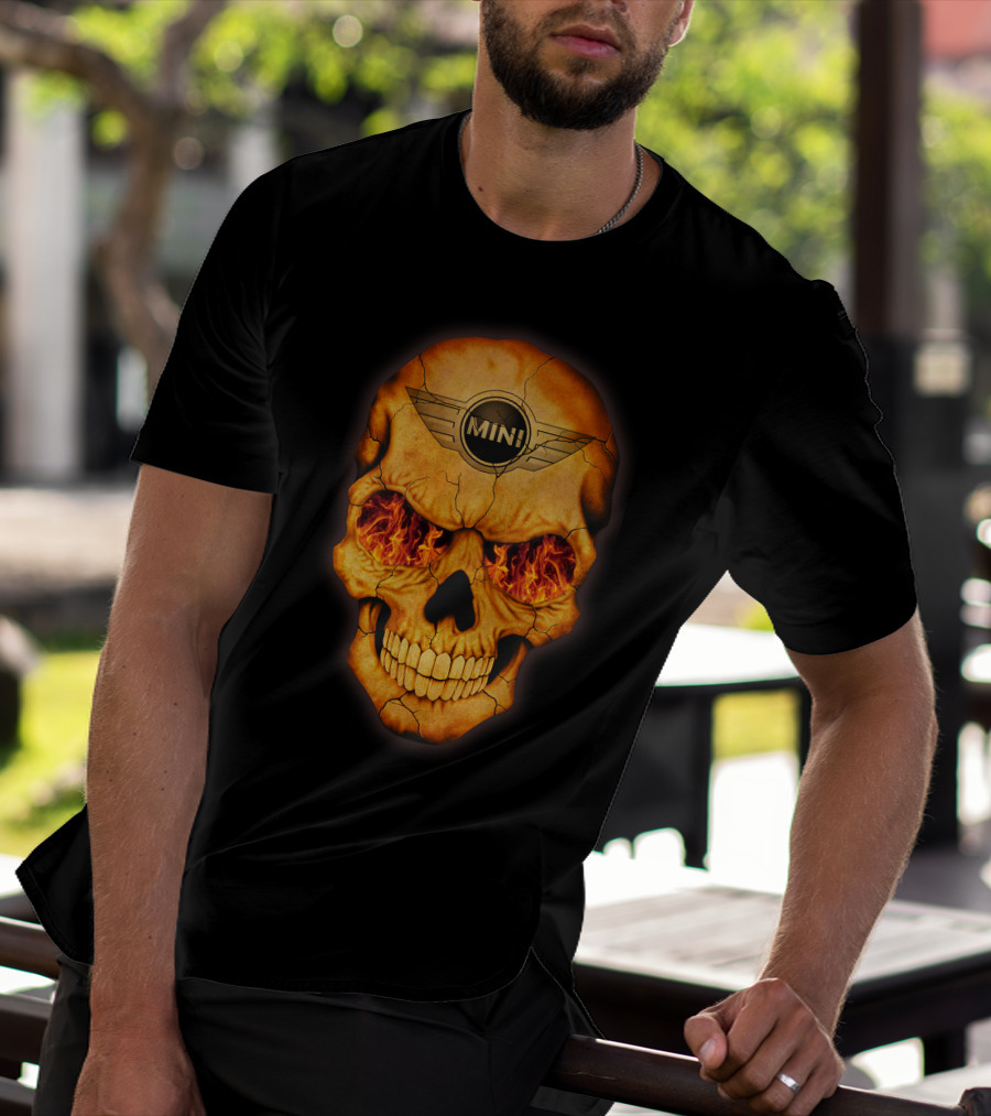 Flaming Skull Mini Logo Eyed T-Shirt