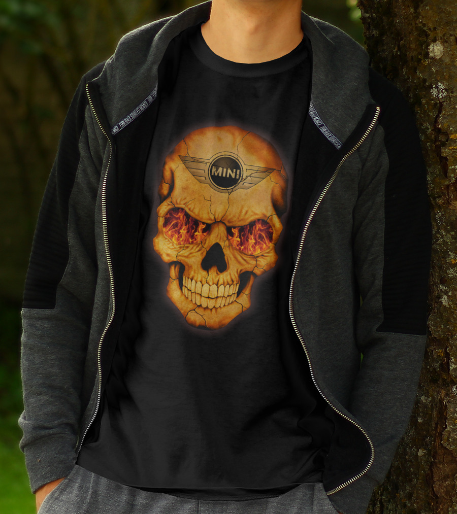 Flaming Skull Mini Logo Eyed T-Shirt