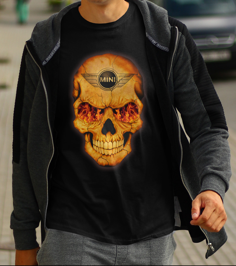 Flaming Skull Mini Logo Eyed T-Shirt