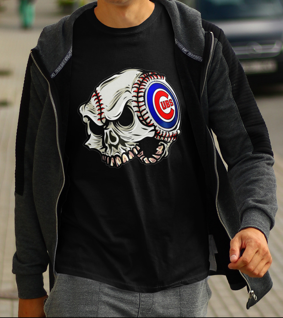 Cubs Baseball Skull T-Shirt