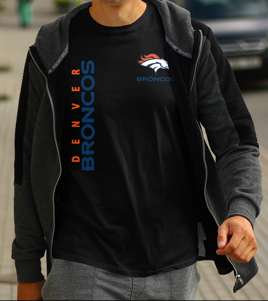 Denver Broncos Logo And Vertical T-Shirt