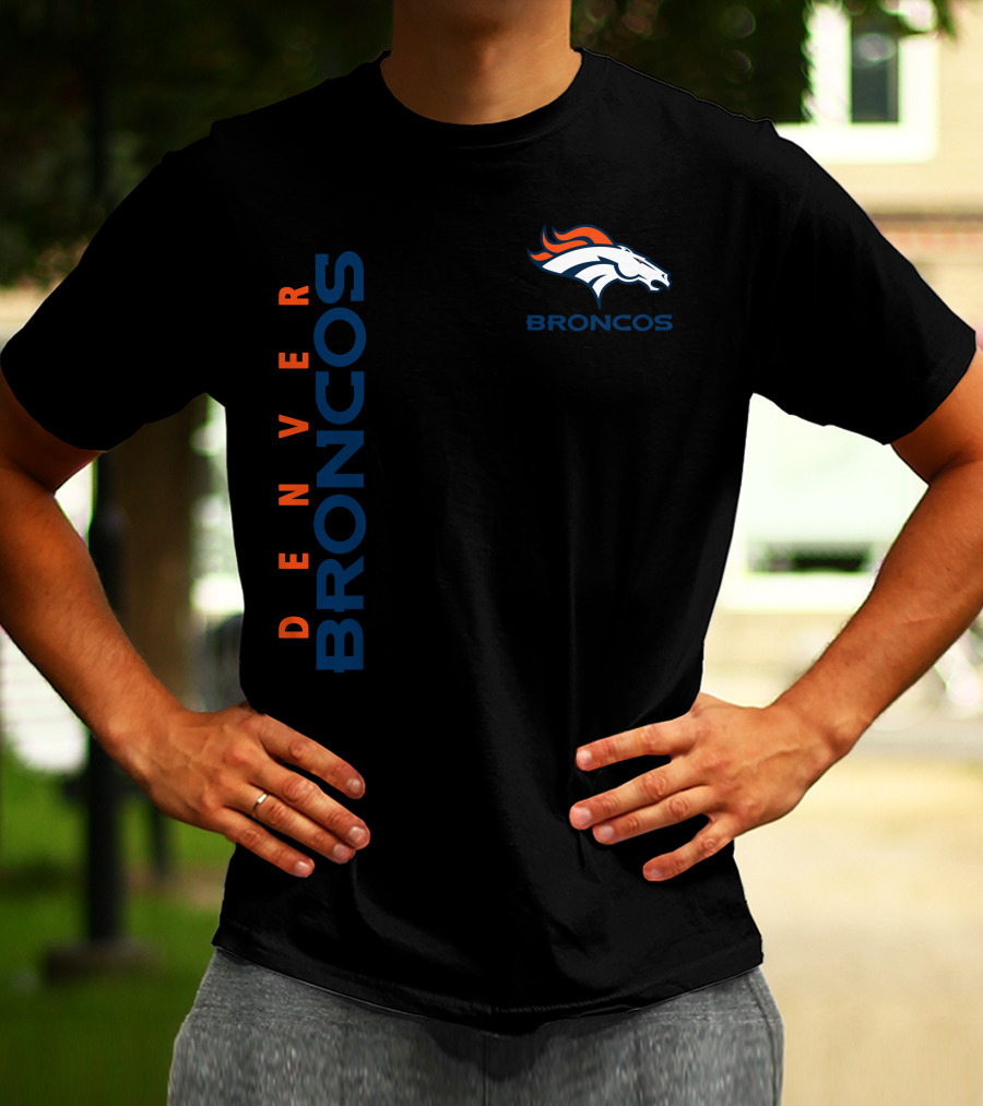 Denver Broncos Logo And Vertical T-Shirt