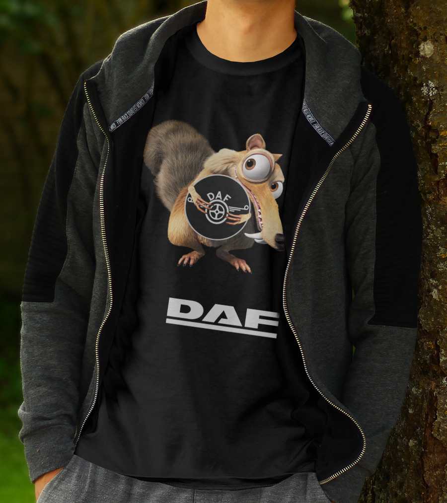 Daf Logo With Ice Age Scrat Character T-Shirt