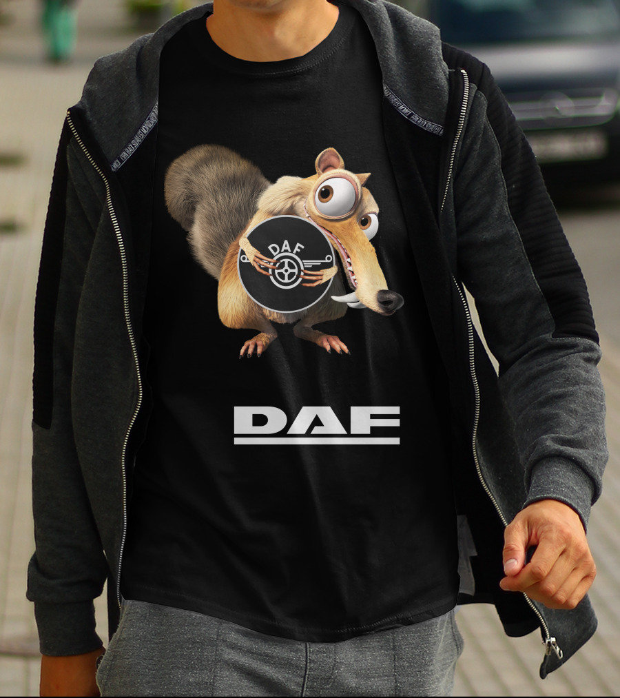 Daf Logo With Ice Age Scrat Character T-Shirt