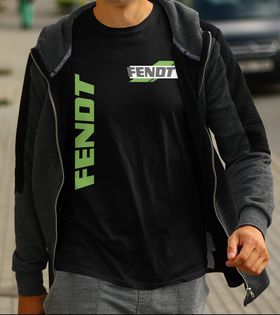 Fendt 02 Green Logo And Text On Black T-Shirt