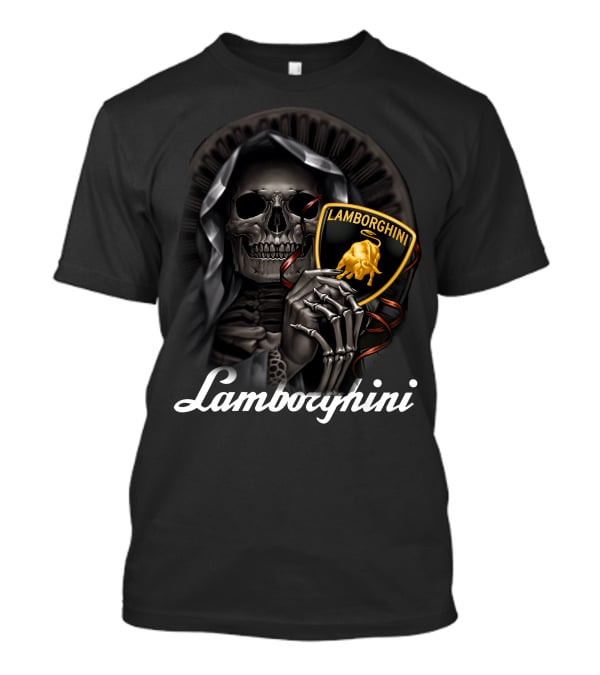 Lamborghini Skeleton Holding Shield T-Shirt