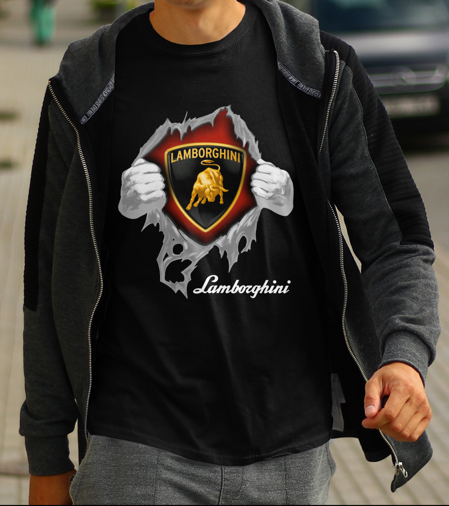 Lamborghini Bull Logo With Torn Effect And Hands T-Shirt