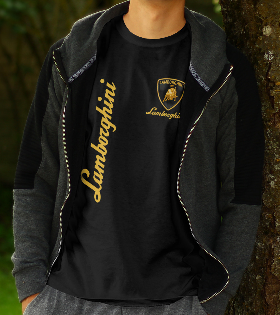 Lamborghini Bull Logo Black And Gold T-Shirt