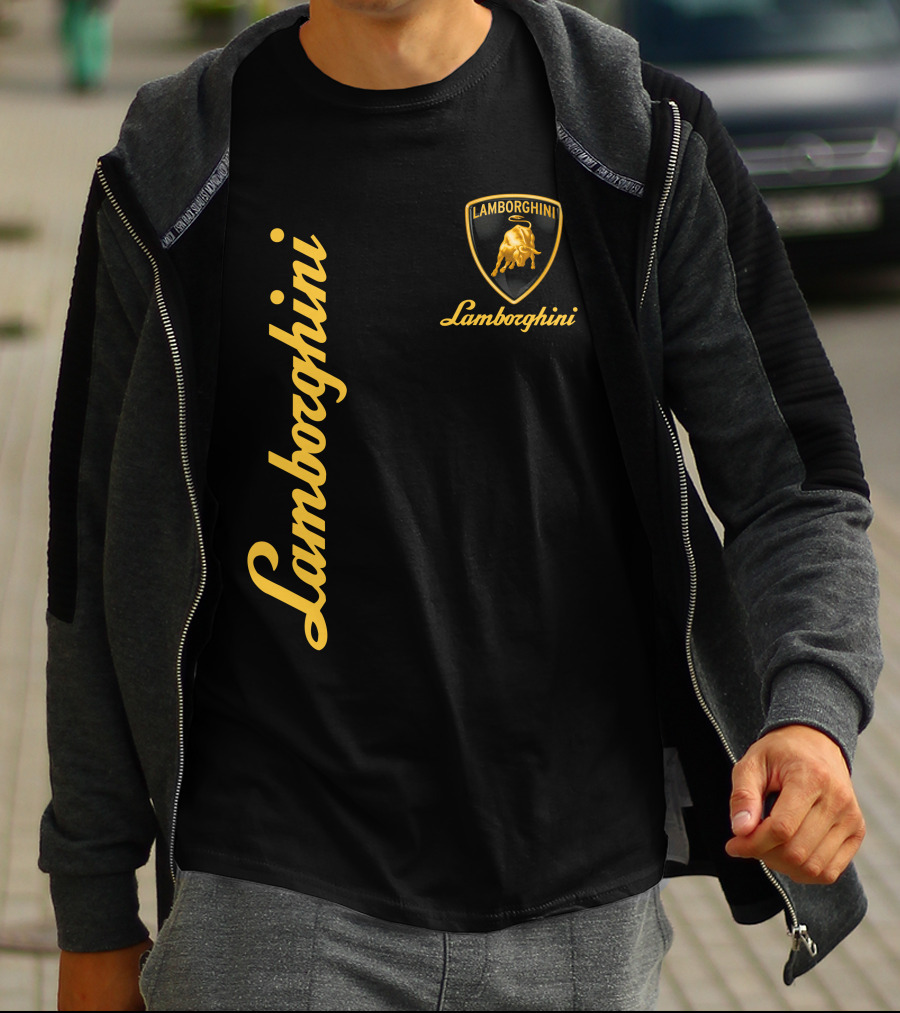 Lamborghini Bull Logo Black And Gold T-Shirt