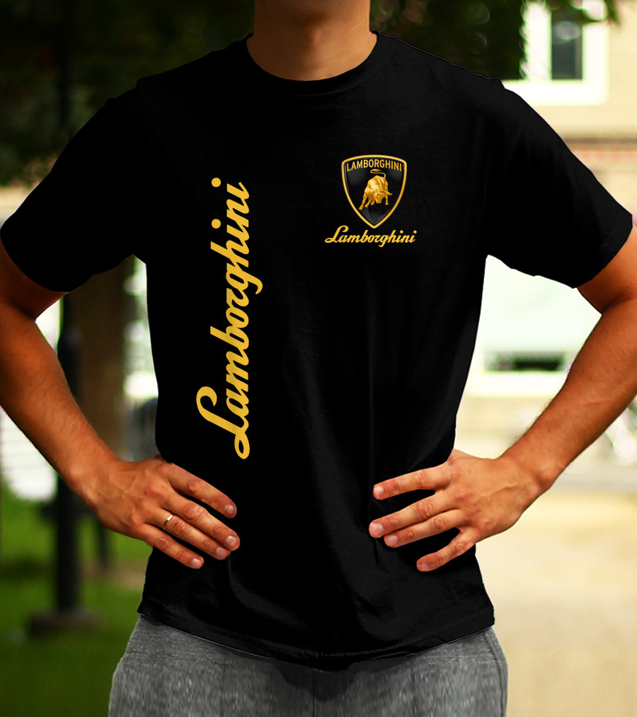 Lamborghini Bull Logo Black And Gold T-Shirt