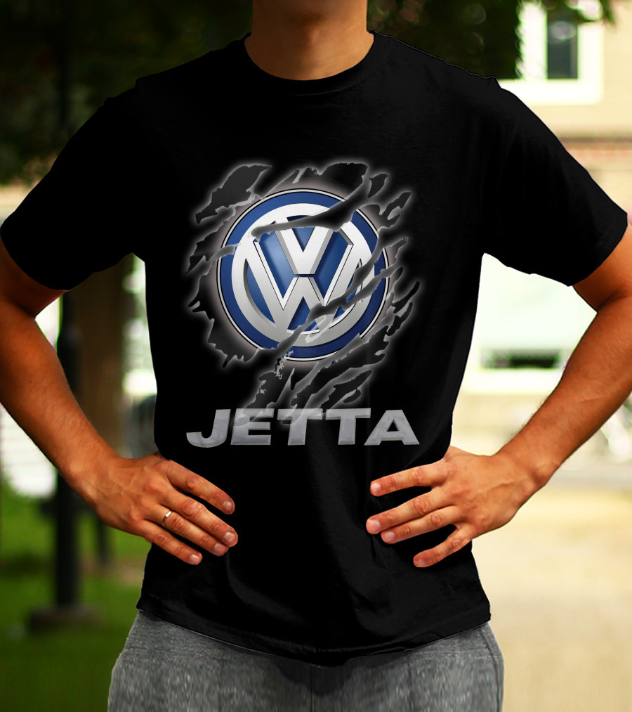 Volkswagen Jetta Logo Torn Metal Look T-Shirt