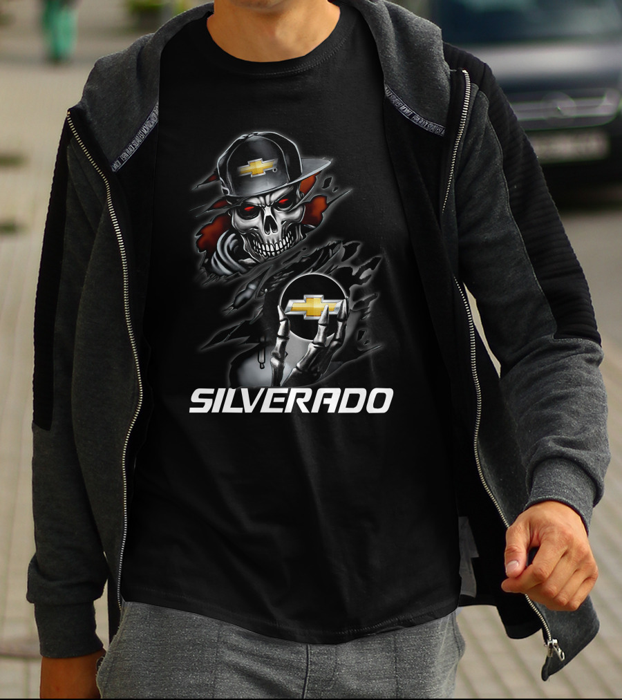 Silverado Skull With Chevrolet Logo Hat T-Shirt