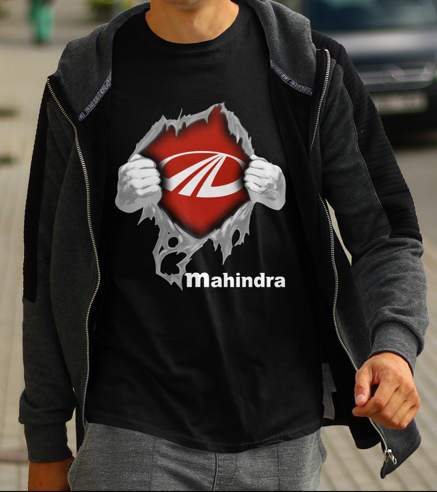 Mahindra Logo With Torn T-Shirt