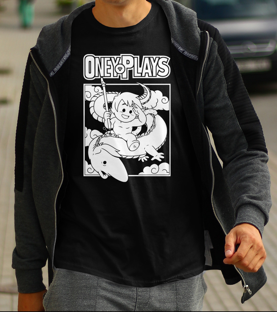 OneyPlays Cartoon Character Riding A Dragon With Spear T-Shirt