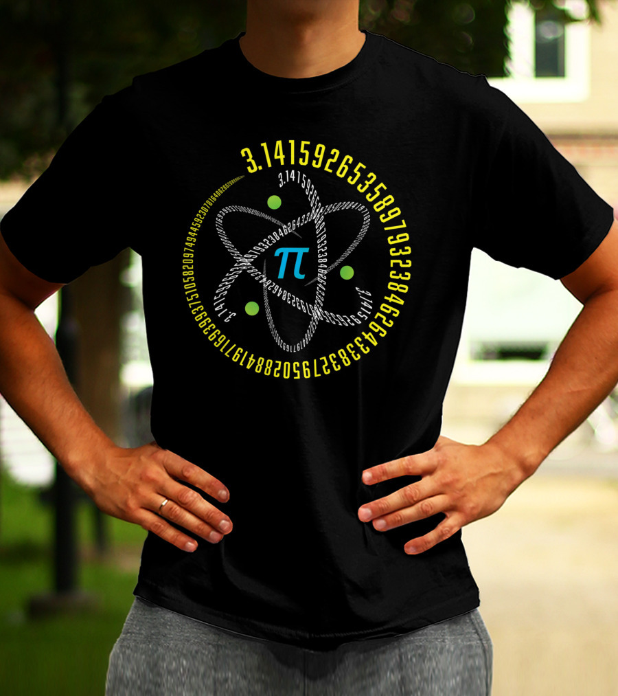 Atom Pi Math Science Stem 3.14 Pi Day Numerals Circle T-Shirt