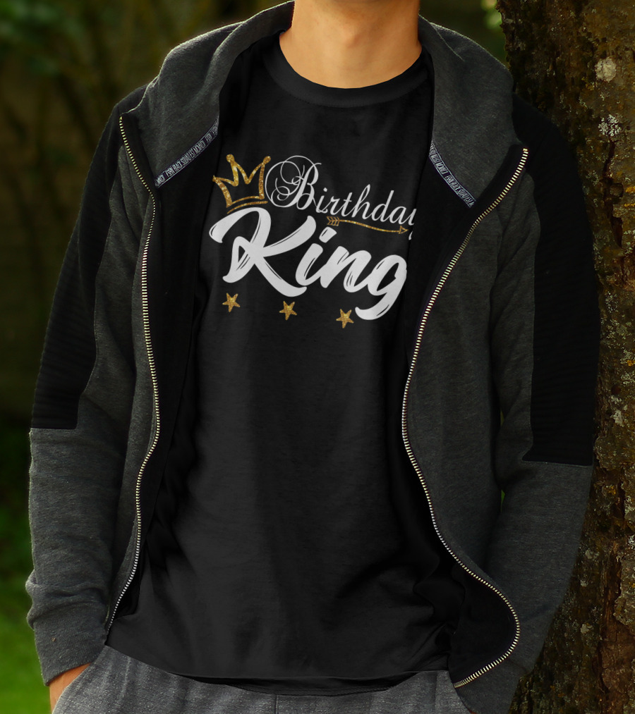 Birthday King Gold Crown With Stars And Arrow T-Shirt