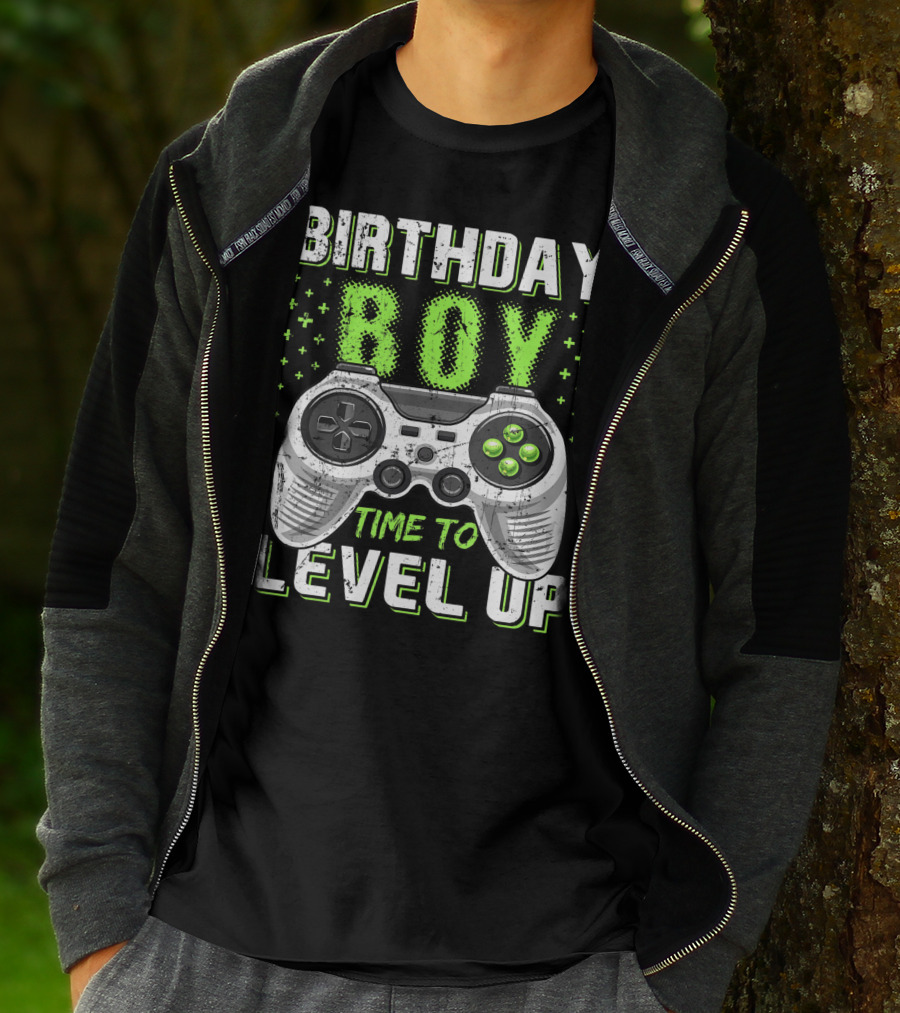 Birthday Boy Time To Level Up Video Game Controller Birthday T-Shirt