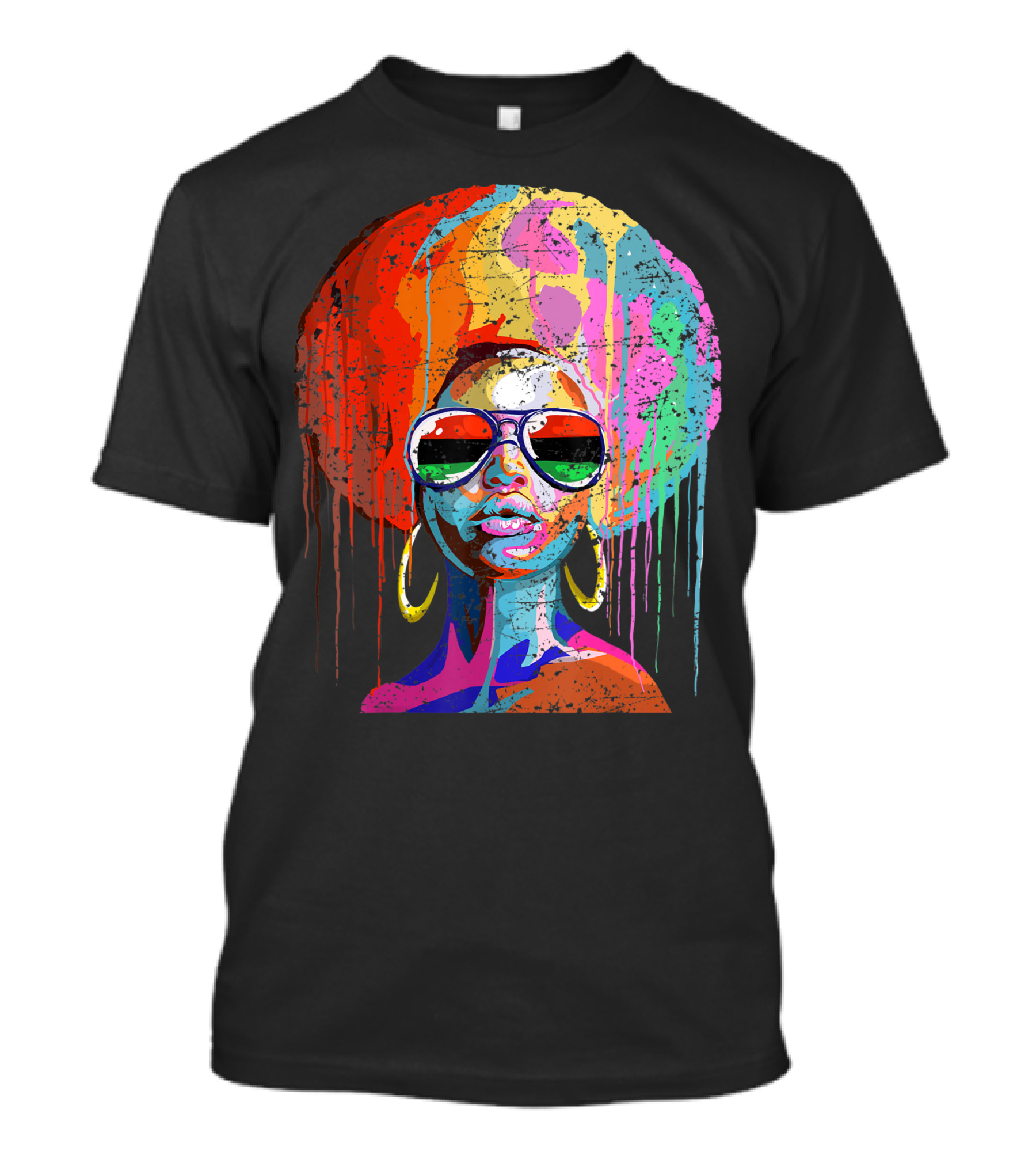 Black Queen Afro Melanin Sunglasses Drip T-Shirt
