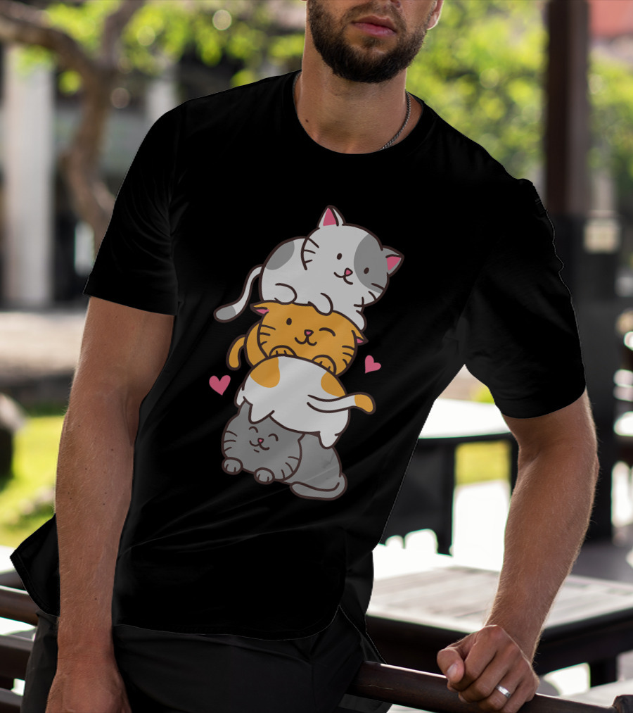 Cat Cats Cute Kitty Pile Kawaii Neko Anime T-Shirt