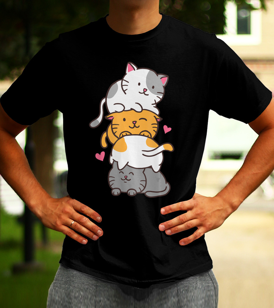 Cat Cats Cute Kitty Pile Kawaii Neko Anime T-Shirt